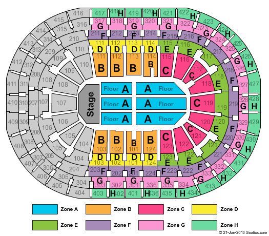 Centre Bell End Stage Zone Seating Chart